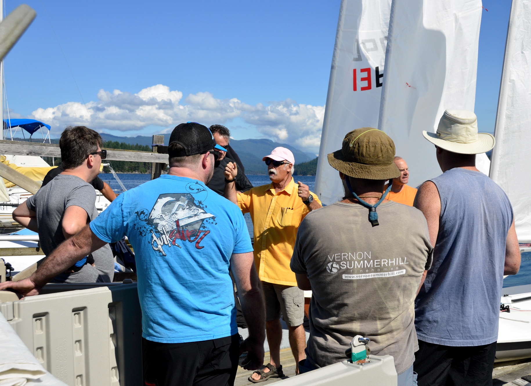 Kevin Mcevoy giving instruction to the skippers of the 6th Annual Poise Cove Regatta July 16th, 2017
